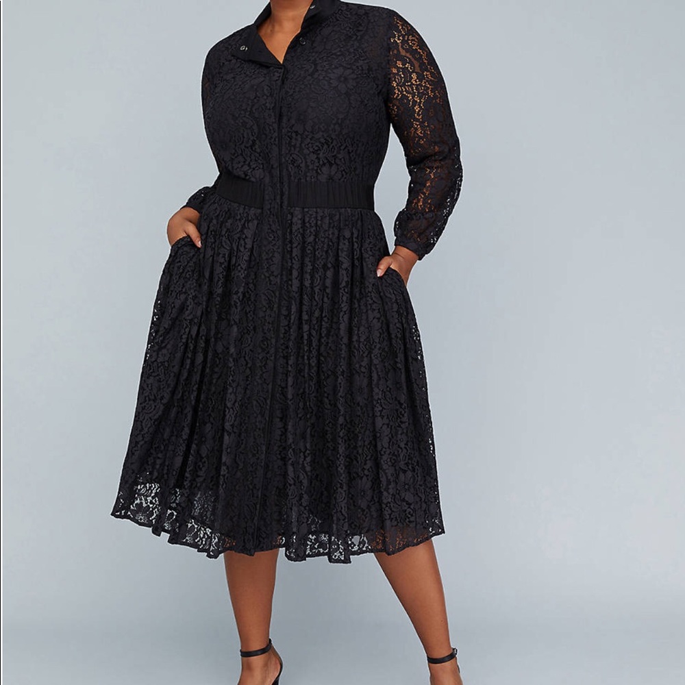 Girl With Curves for LB Lace Pleated Black Dress